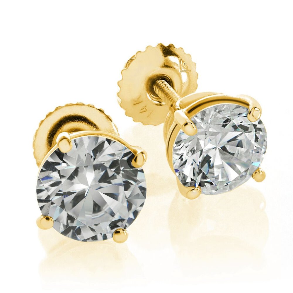 2.00 Ct. Tw. Round Brilliant Cut Stud Solid 14k Gold Earrings